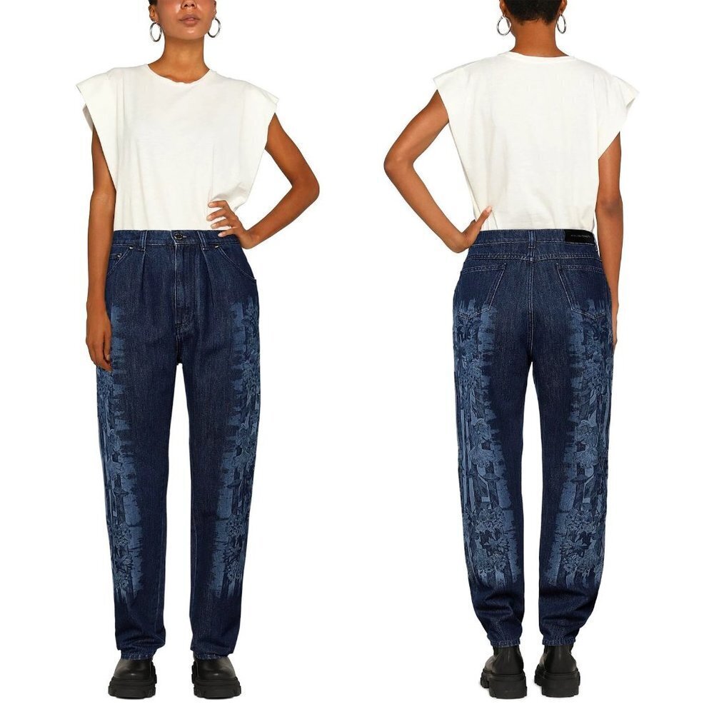 NWT New Alberta Ferretti Floral High-Rise Made In Italy Jeans Size 8